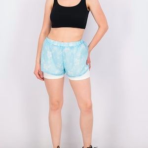 Max Studio Women‎ Printed Pull On Shorts Light Blue Large